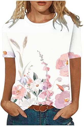 Kızlar Crewneck Pamuk Asma Çiçek Grafik Üst Tshirt Bayan Sonbahar Yaz IY IY