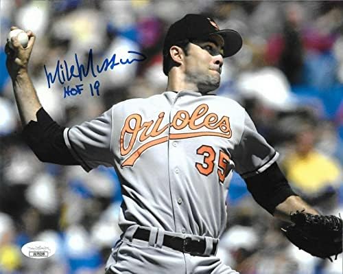 Mike Mussina imzalı Baltimore Orioles 8x10 fotoğraflı HOF Yazıtlı 9 JSA İmzalı MLB Fotoğrafları