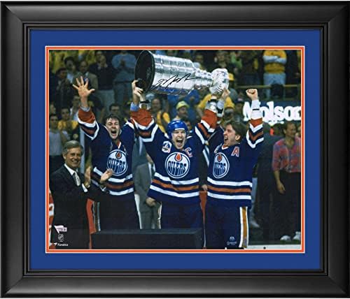 Mark Messier Edmonton Oilers Çerçeveli İmzalı 16 x 20 Yükseltme Kupası Fotoğrafı-İmzalı NHL Fotoğrafları