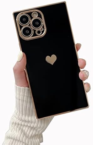 Kare Kasa iPhone 13 Pro Max 6.7 İnç ile uyumlu, OneKer Sevimli İnce Kılıflar Tam Kamera Lensi Koruması Altın Kaplama