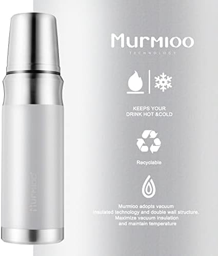 Murmioo seyahat termos,paslanmaz çelik yalıtımlı şişe, dahili kapaklı bardak, 24 saat soğuk, 12 saat ısı, BPA içermez