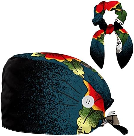 Düğmeli Lavanta Çalışma Şapkaları Ter Bandı ve Fiyonklu Şapkaları Geri Bağlayın Saç Tokası