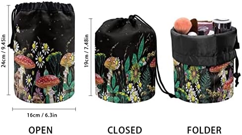 COEQINE Siyah İpli Kozmetik Çantaları, File Cepli Siyah Kir Tutmaz Makyaj Organizatörü ve Seyahat İşlerini Düzeltmek