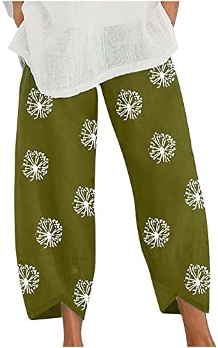 CHGBMOK kadın Pamuk Keten pantolon Harem Sweatpants Kapriler Kırpılmış Konik Pantolon Gevşek Yoga salonu cepli pantolon