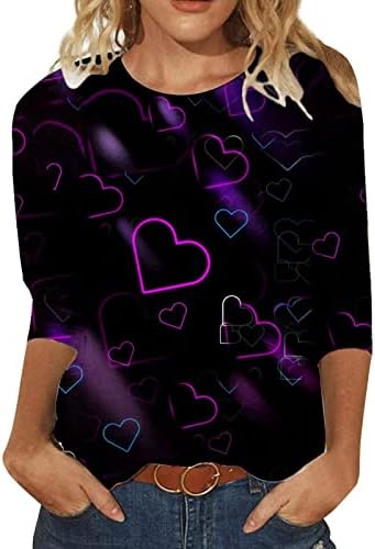 JJHAEVDY Sevgililer Gömlek Kadınlar için, Crewneck Tops Uzun Kollu Tişörtü Aşk Kalp Grafik Tişörtü Çift Gömlek Tops