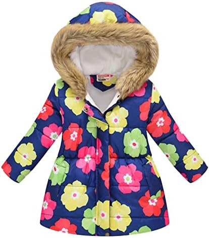 Çocuk Ceket Kış Bebek Ceket Kız Kapşonlu Baskılar Toddler Dış Giyim Rüzgar Geçirmez Sıcak Kalın Kız Ceket Ceket Büyük