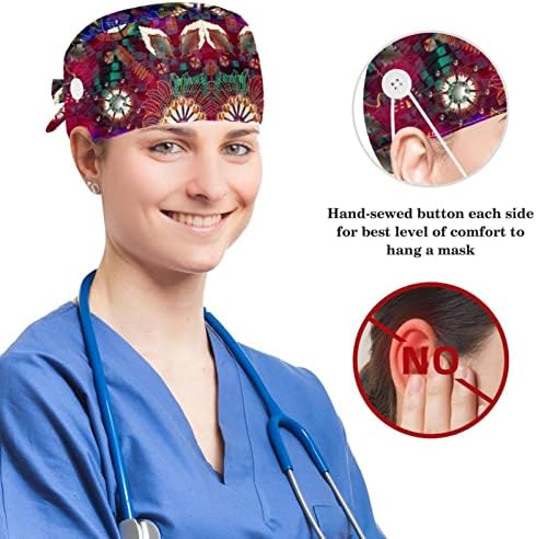 yoyoAmoy İş Kap Düğmeleri ile Kadın Kabarık Şapka Elastik saç bandı Bir Boyut Ekose Retro