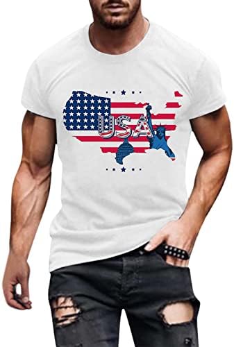 BEUU Bağımsızlık Günü Asker Kısa Kollu erkek t-shirtleri, ABD Bayrağı Vatansever Crewneck Tee Üst Atletik Kas Tshirt