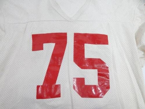 1980'lerin sonu 1990'ların başı San Francisco 49ers 75 Oyun Kullanılmış Beyaz Forma 46 701-İmzasız NFL Oyunu Kullanılmış