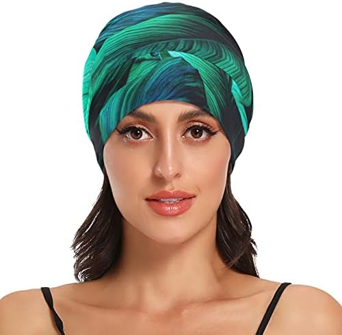 Bir Tohum İş Kap Uyku Şapka Kaput Kasketleri Tropikal Yapraklar Yeşil Kadınlar için Saç Şapkalar Gece Şal