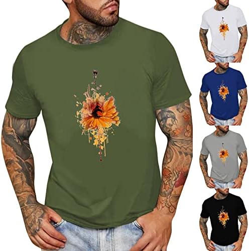 XXBR Erkek kısa kollu tişörtler, 2022 Yeni Yaz Çiçek Baskı Crewneck T Gömlek Casual Gevşek Moda Casual Tee Tops