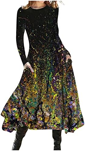 NOKMOPO Kazak Elbise kadın kadın Sonbahar ve Kış Rahat Ince Uzun Kollu Düz Renk Yünlü Kumaş Elbise