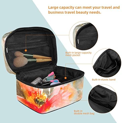 Asılı Seyahat makyaj çantası, Taşınabilir Makyaj Organizatör, Kozmetik Tutucu Fırça Seti, Vintage Kırmızı Mısır gelincik