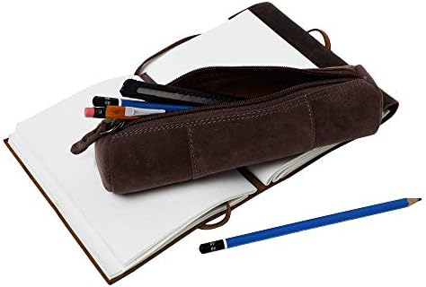 RUSTİK KASABA Deri Kalem Kutusu ve makyaj çantası Combo-Vintage Kalem Çantası ve Kozmetik Makyaj Çantası Hediye Combo