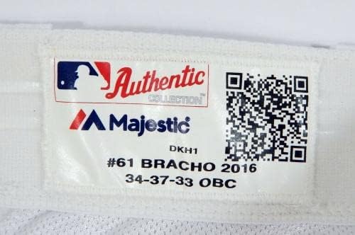 Arizona Diamondbacks Silvino Bracho 61 Oyun Kullanılmış Beyaz Pantolon 34-37-33 129-Oyun Kullanılmış MLB Pantolon