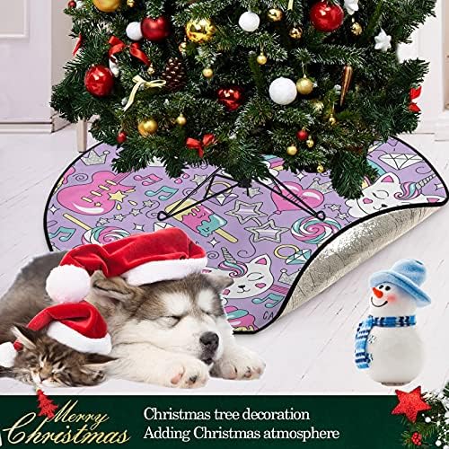 vısesunny Noel Ağacı Mat Unicorn Kedi Gökkuşağı Tatlı Ağacı Standı Mat Zemin Koruyucu Emici Ağacı Standı Tepsi Mat