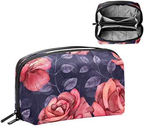 Makyaj Çantası Ferah kozmetik çantası Kılıfı Çanta Çanta Fermuarlı Bayan ve Kız Renkli Suluboya Çiçekler