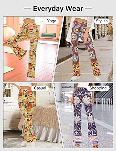 YAWJET Flare Pantolon Kadınlar için Afrika Baskı Yoga Pantolon Rahat Geniş Bacak Boho pantolon Yüksek Belli Alevlendi