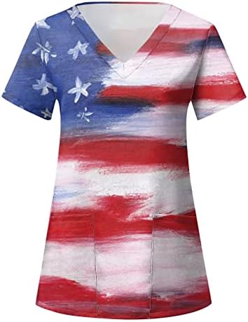 Bayan Uzun Kollu Soğuk Dişli Bağımsızlık Günü Kadınlar için Baskı Günlük yazlık gömlek Spandex Uzun Kollu Gömlek