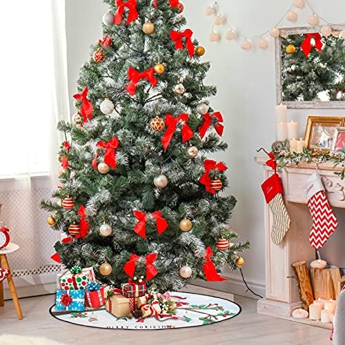 vısesunny Sevimli Doodle Baykuş Noel Günü İçin Noel Ağacı Mat Su Geçirmez Ağaç Standı Mat Noel Ağacı Zemin Koruyucu