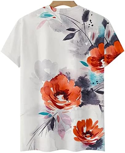 pbnbp kadın Moda Tee Baskılı Yuvarlak Boyun Gevşek Fit Günlük Giyim Bluzlar Ombre Kısa Kollu Çiçek yazlık gömlek Blusas