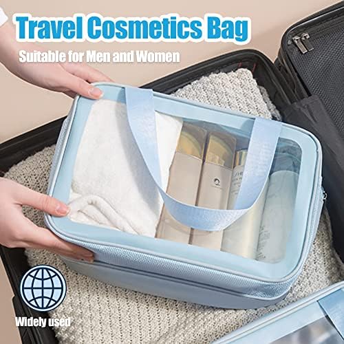 YIMIKE Seyahat makyaj çantası, 2 in 1 Büyük Şeffaf Makyaj Çantaları, Kozmetik Çantası, Tuvalet Malzemeleri için Şeffaf