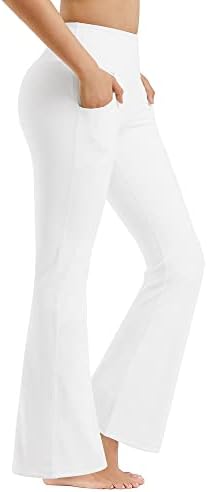 Promover Flare Yoga Pantolon Cepler ile Kadınlar için Kapriler Bootcut Yoga Tayt Yüksek Bel Rahat Egzersiz Bootleg