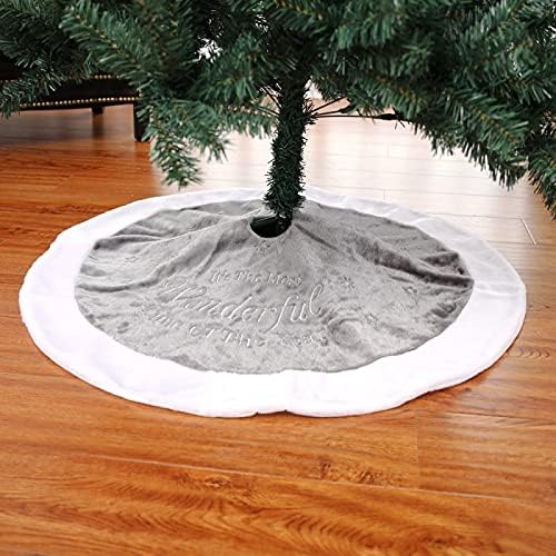 HUIJIE Noel Ağacı Etekler - 35 İnç İşlemeli Kısa Peluş Noel Ağacı Alt Giyinmek Süsler Dekorasyon, Tatil Parti Yastık