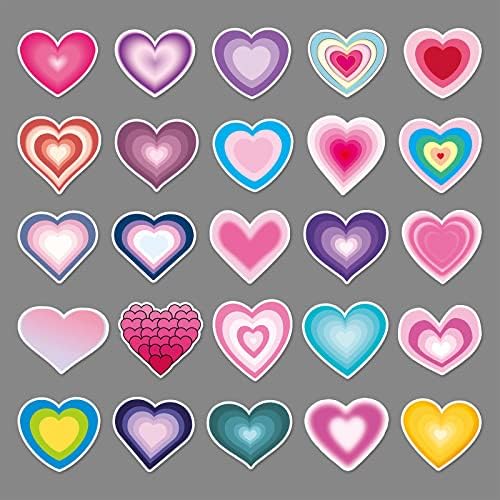 50 Adet Renkli Aşk Kalp Çıkartmalar Gençler Çocuklar için Erkek Kız, Hediye Çıkartmalar Paketi Dizüstü Kaykay Bagaj