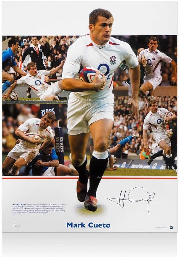 Mark Cueto imzalı İngiltere baskısı-İngiltere Rugby Koleksiyonu İmzası-İmzalı Spor Fotoğrafları