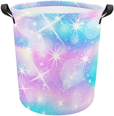 Gökkuşağı Denizkızı benzersizbüyük çamaşır sepeti Sepet Çanta Katlanabilir Glitter Su Geçirmez giysi Çantası Kolları
