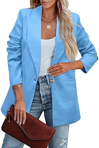 Kadın Rahat Katı Uzun Kollu Yaka Düğmesi İnce Çalışma Ofisi Sonbahar İnce Blazer Ceket kadın Blazers Takım Elbise