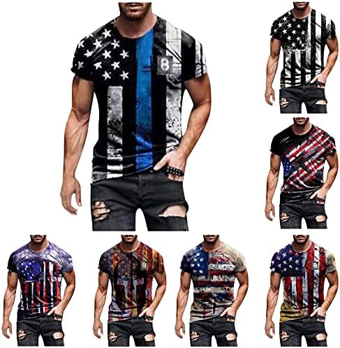 XXBR Kısa Kollu Gömlek Erkekler için,erkek Amerikan Bayrağı Baskı Grafik Tees Vatansever Gömlek Kas Egzersiz Spor