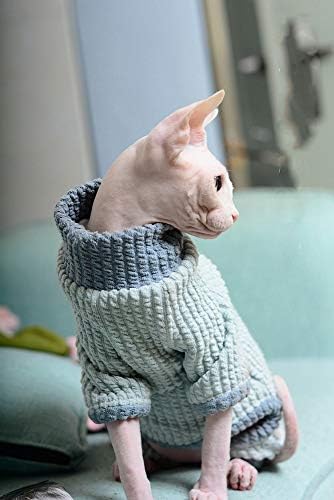 Tüysüz Kediler Giyim Pamuk Kazak Gömlek Nefes Sonbahar Kış Sıcak Giyim Kedi Giyim Balıkçı Yaka Yelek Elbise için Sphynx,
