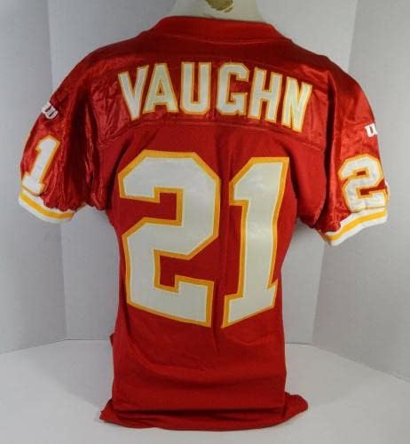 1994 Kansas City Chiefs Jon Vaughn 21 Oyunu Yayınlandı Kırmızı Forma 35 Yıl 75 Yama 4-İmzasız NFL Oyunu Kullanılmış
