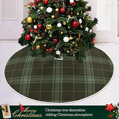 Oarencol Ekose Kahverengi Yeşil Buffalo Kontrol Noel Ağacı Etek 36 inç Noel Tatil Parti Ağacı Mat Süslemeleri
