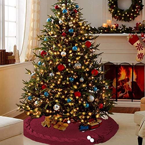 Amosfun 120 cm Noel Ağacı Etek Süslemeleri Örme Noel Ağacı Etekler Önlükleri Rustik Noel Ağacı Tatil Dekorasyon