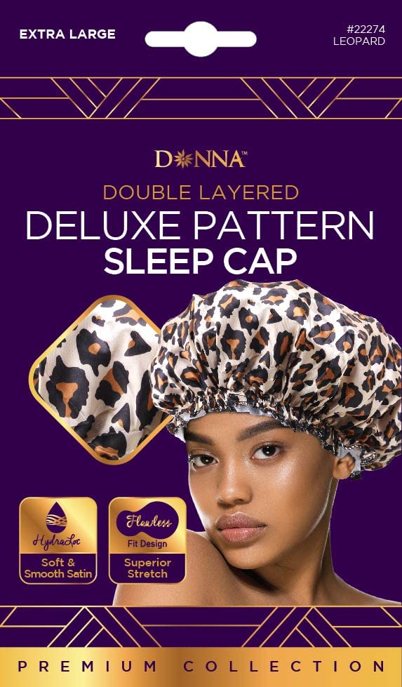 Donna Deluxe Desen Uyku Kap Yumuşak Saten Kaput Ekstra Büyük 1 ADET Elastik Bant Leopar Desen