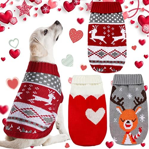3 Desenler Noel Köpek Kazak Kedi Köpek Noel Kazak Pet Ren Geyiği Kalp Kedi Kazak Vintage Sıcak Noel Köpek Giysileri