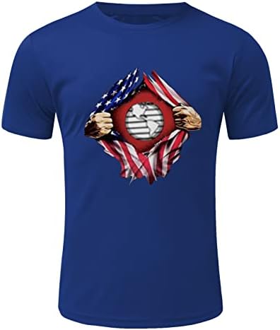 UBST erkek Yurtsever Kısa Kollu T-Shirt, Yaz Amerikan Bayrağı Baskı Crewneck Rahat Gevşek Moda Temel Tee Tops