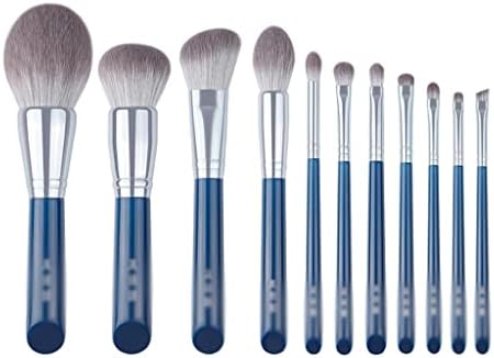 LLLY makyaj fırçası makyaj fırçası-Gök mavisi 11 adet Süper yumuşak Elyaf makyaj fırçası es Seti-yüz ve Göz Kozmetik