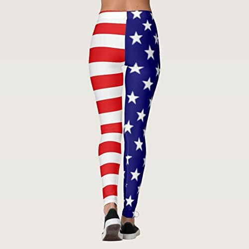 Amerikan Bayrağı 4th Temmuz Bayan Tayt Karın Kontrol Amerikan Bayrağı Yoga Pantolon Dikişsiz Hafif Atletik Elastik