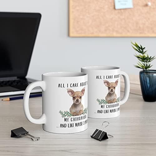 Lovesout Komik Tek Umursadığım Benim Chihuahua Açık Kahverengi Noel 2023 Hediyelerim Beyaz Kahve Kupa 11oz