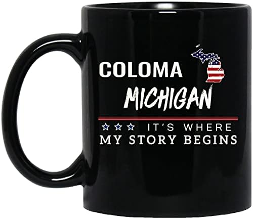 Amerikan Bayrağı Kupa Coloma Michigan Kahve Fincanı Hikayemin Başladığı Yer 4 Temmuz Kahve Kupa Vatansever Hediye