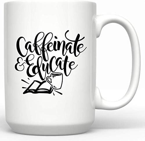 Caffeinate ve Eğitmek İçin Komik Kupa Öğretmen, Öğretmen Seviyor Kahve Kahve Kupa Hediye Çay Fincanı