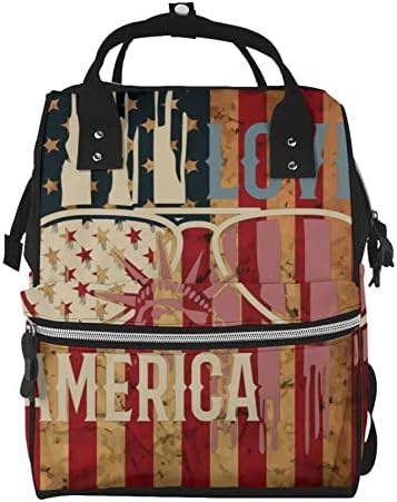 Amerikan Bayrağı Aşk bebek bezi çantası Sırt Çantası, Çok Fonksiyonlu Bebek Çantası, Annelik Nappy Çantalar Seyahat
