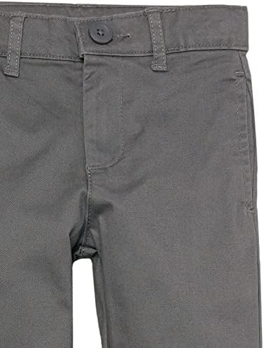 Essentials Erkek ve Küçük Çocukların Üniforması Düz Kesim Düz Ön Chino Haki Pantolon, Çoklu Paketler