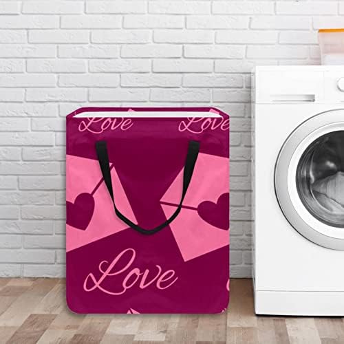 Aşk Zarf Baskı Katlanabilir çamaşır sepeti, 60L Su Geçirmez çamaşır sepetleri çamaşır Kutusu Giysi Oyuncak Depolama