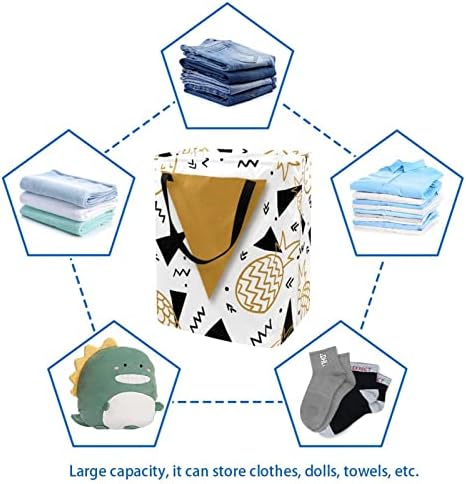 Yaz Ananas Geometrik Şekiller Baskı Katlanabilir Çamaşır Sepeti, 60L Su Geçirmez çamaşır sepetleri Çamaşır Kutusu