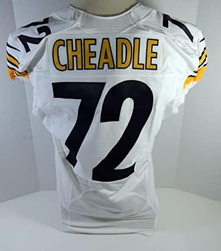 2012 Pittsburgh Steelers Justin Cheadle 72 Oyunu Verilen Beyaz Forma 46 DP21373 - İmzasız NFL Oyunu Kullanılmış Formalar